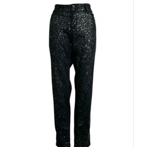 NEW NY&COMPANY Soho Black Gold Glitter Boyfriend Jeans Size 4